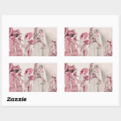 花嫁と出席者 長方形シール (シート)