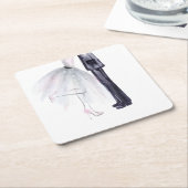 花嫁と新郎のダンス 水彩コースター スクエアペーパーコースター (アングル)