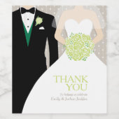 花嫁と新郎の緑のカスタム感謝していワインのラベル ワインラベル (シングルラベル)