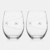 花嫁と新郎、"無限と超えてあなたを愛する" ステムなしワイングラス (裏面)