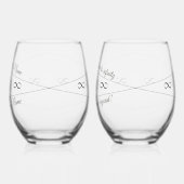 花嫁と新郎、"無限と超えてあなたを愛する" ステムなしワイングラス (左)