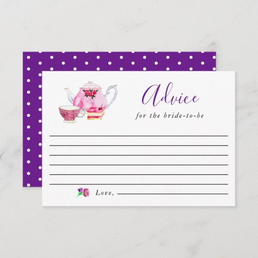 花嫁と紫の茶のパーティーブライダルのアドバイス (正面/裏面)