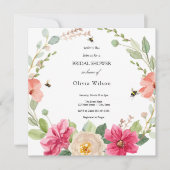 花嫁と緑のエレガントブライダルシャワー 招待状 (正面)