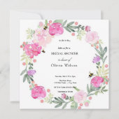 花嫁と緑のエレガントブライダルシャワー 招待状 (正面)