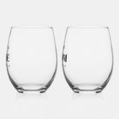 花嫁と織物屋はブラック・タイポグラフィ結婚の ステムなしワイングラス (左)