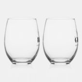 花嫁と織物屋はブラック・タイポグラフィ結婚の ステムなしワイングラス (右)