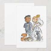 花嫁と花婿と犬たち 招待状 (正面/裏面)