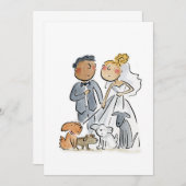 花嫁と花婿と犬 招待状 (正面/裏面)