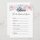 花嫁と花婿のためのアドバイスピンクと青の花 招待状 (正面/裏面)