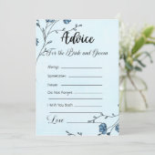 花嫁と花婿のためのアドバイス青い花 招待状 (スタンド正面)