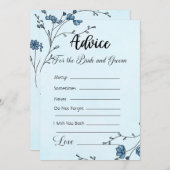 花嫁と花婿のためのアドバイス青い花 招待状 (正面/裏面)