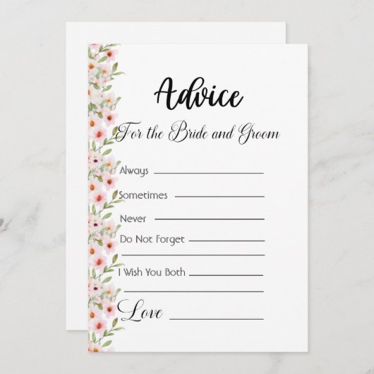 花嫁と花婿のためのアドバイス 招待状 (正面/裏面)