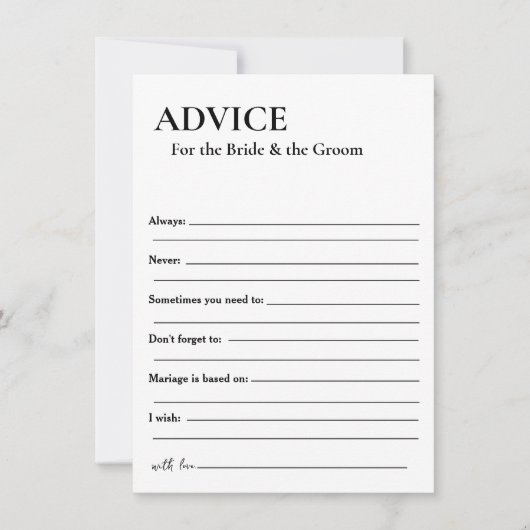 花嫁と花婿のためのミニマルなアドバイス (正面)