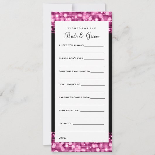 花嫁と花婿のための願い パーティーグッズ ピンク 招待状 (正面)