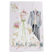 花嫁と花婿のウェディングドレス ミディアムペーパーバッグ (裏面)