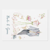 花嫁と花婿のウェディングドレス ラッピングペーパーシート (正面)