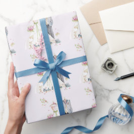 花嫁と花婿のウェディングドレス ラッピングペーパー