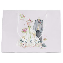 花嫁と花婿のウェディングドレス ラージペーパーバッグ