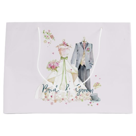 花嫁と花婿のウェディングドレス ラージペーパーバッグ (正面)