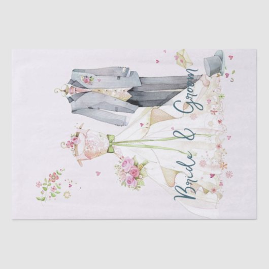 花嫁と花婿のウェディングドレス 薄葉紙 (正面)