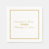 花嫁と花婿のエレガントなゴールドの結婚式用ナプキン スタンダードカクテルナプキン (正面)