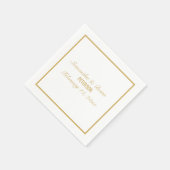 花嫁と花婿のエレガントなゴールドの結婚式用ナプキン スタンダードカクテルナプキン (角)