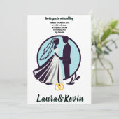 花嫁と花婿のエレガントなシルエット 招待状 (スタンド正面)