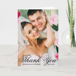 花嫁と花婿のエレガントな結婚式のお礼の写真折りカード サンキューカード