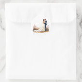 花嫁と花婿のキスステッカー ラウンドシール (バッグ)