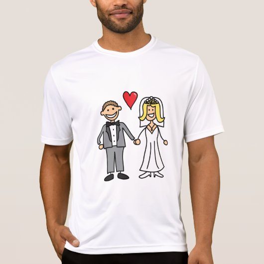 花嫁と花婿のキャラクター - メッセージを追加 Tシャツ (正面)