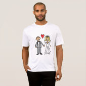 花嫁と花婿のキャラクター - メッセージを追加 Tシャツ (正面フル)