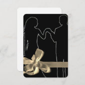 花嫁と花婿のシルエット黒テンプレート 招待状 (正面/裏面)