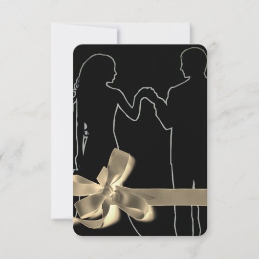 花嫁と花婿のシルエット黒テンプレート 招待状 (正面)