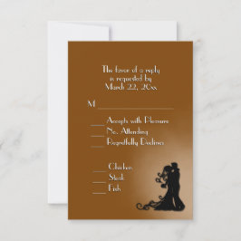 花嫁と花婿のチョコレートブラウンの結婚式 出欠カード