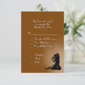 花嫁と花婿のチョコレートブラウンの結婚式 出欠カード (スタンド正面)