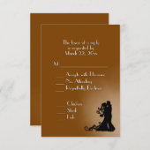 花嫁と花婿のチョコレートブラウンの結婚式 出欠カード (正面/裏面)