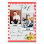 花嫁と花婿のパンプキンの幼少期の結婚写真 テーブルナンバー (裏面)