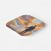 花嫁と花婿のビーチウェディング・ウォーターカラー ペーパープレート (傾斜あり)