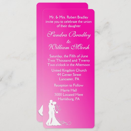 花嫁と花婿のフクシア 招待状 (正面/裏面)