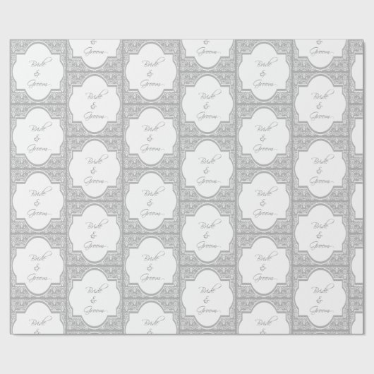 花嫁と花婿のフレーム飾り 結婚式 ウェディング ラッピングペーパー (フラット)