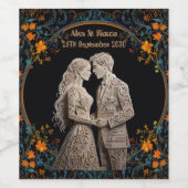 花嫁と花婿のロイヤル クラシック ワインラベル (シングルラベル)