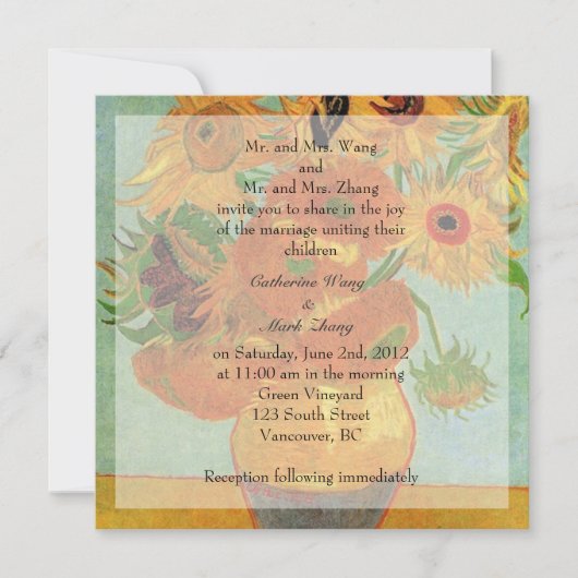 花嫁と花婿の両親からの招待状、結婚式 招待状 (正面)