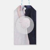 花嫁と花婿の写真を編集可能結婚な ギフトタグ (裏面)