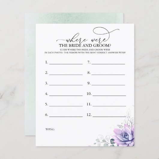 花嫁と花婿の写真ゲームはどこにあったか (正面/裏面)