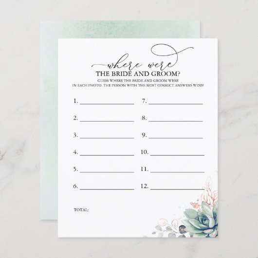 花嫁と花婿の写真ゲームはどこにあったか (正面/裏面)