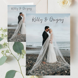 花嫁と花婿の写真結婚の サンキューカード