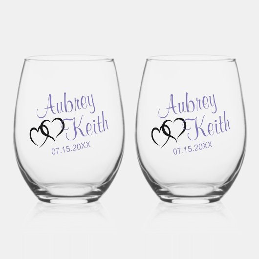 花嫁と花婿の名前を持つステムレスワイングラス ステムなしワイングラス (裏面)