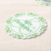 花嫁と花婿の名前 ペーパーコースター (アングル)