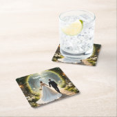 花嫁と花婿の後ずっと幸せに スクエアペーパーコースター (インサイチュ)