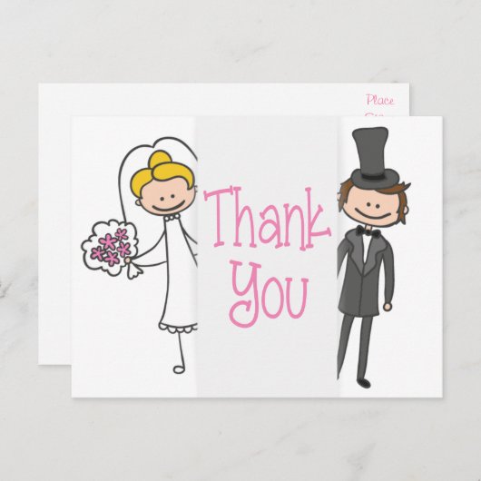 花嫁と花婿の感謝を伝えるウェディングポストカード ポストカード (正面/裏面)